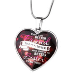 Letter Sister Heart Pendant Necklace Womens Party Jewelry