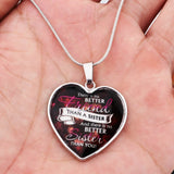 Letter Sister Heart Pendant Necklace Womens Party Jewelry