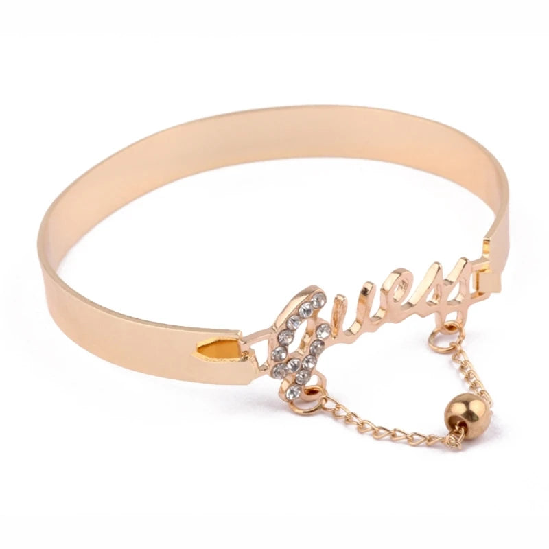 Letter Bracelet Women Alloy Material Party Bracelet Jewelry Alloy Bangles