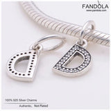 D Pendant Charm 925 Silver Clear CZ DIY Women Bracelet Necklace Bead