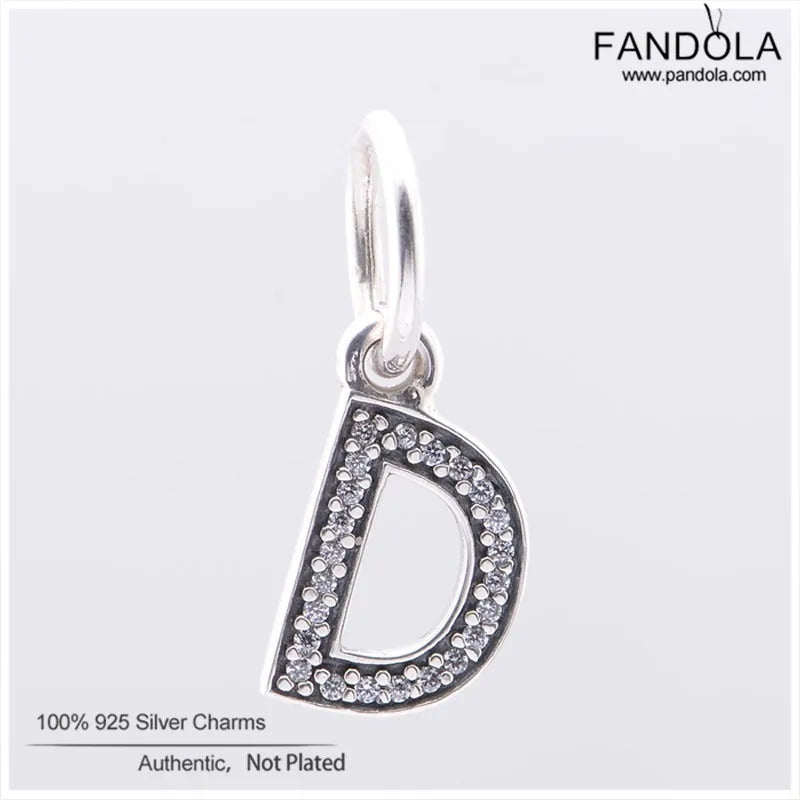 D Pendant Charm 925 Silver Clear CZ DIY Women Bracelet Necklace Bead
