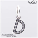 D Pendant Charm 925 Silver Clear CZ DIY Women Bracelet Necklace Bead