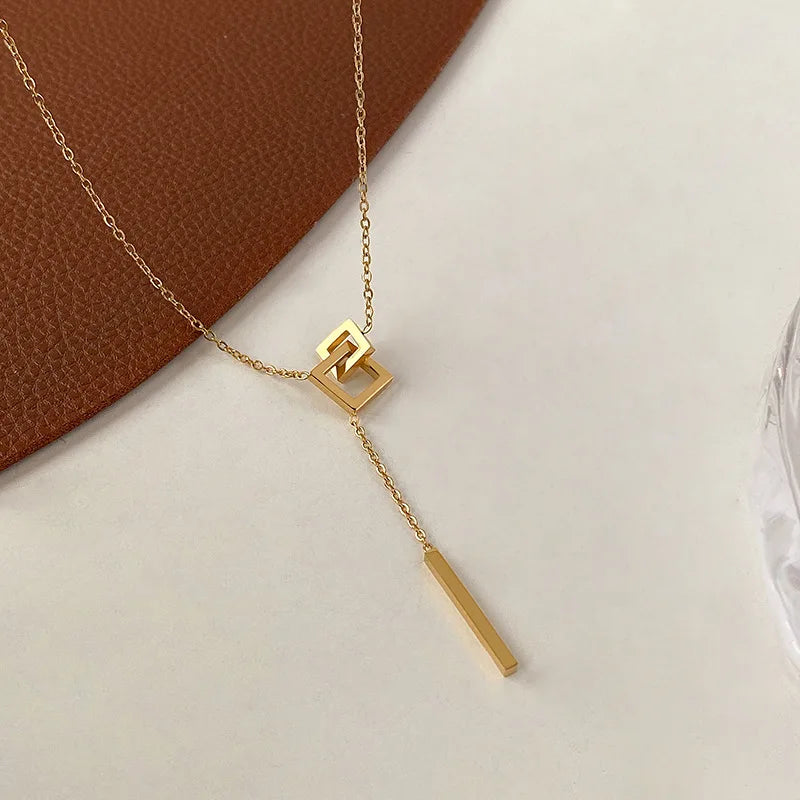 D Pendant Titanium Steel Necklace Hip Hop Tassel Chain Jewelry