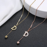 D Pendant Titanium Steel Necklace Hip Hop Tassel Chain Jewelry