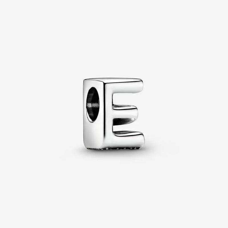 Letter E Alphabet Charm Fits Europe Bracelet 925 Sterling Silver Beads