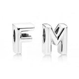 925 Sterling Silver F/M Letter Charm Beads for Bracelet DIY Jewelry