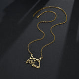 Cat Feather Necklace Stainless Steel Charm Necklace