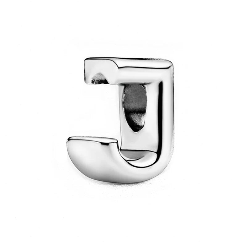 925 Silver Letter J Charm for Bracelet DIY Jewelry
