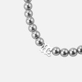 Metal Stitching Grey Pearl Necklace Hip Hop Punk Titanium Steel Chain