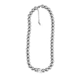 Metal Stitching Grey Pearl Necklace Hip Hop Punk Titanium Steel Chain