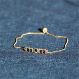 Mom Bracelet Inlaid CZ Colorful Zircon Adjustable Chains Golden Bangle