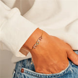 Mom Bracelet Inlaid CZ Colorful Zircon Adjustable Chains Golden Bangle