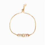 Mom Bracelet Inlaid CZ Colorful Zircon Adjustable Chains Golden Bangle