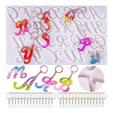 Letter Mould For Resin Epoxy with 30 Jump Rings and Key Rings