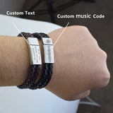 Custom Engraved Leather Bracelet - Personalized Gift for Men