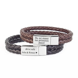 Custom Engraved Leather Bracelet - Personalized Gift for Men
