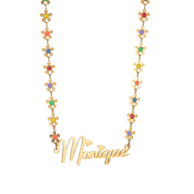 Personalized Letter Necklace Heart Crown Name Butterfly Flower Chain