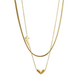 Heart Name Double Layer Chain Engrave Necklace