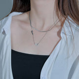Heart Name Double Layer Chain Engrave Necklace