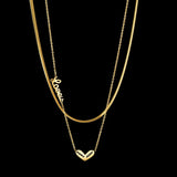 Heart Name Double Layer Chain Engrave Necklace