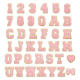 Pink Heart Letter Number Sew on Patches Set Embroidered Patch A-Z 0-9 DIY Crafts