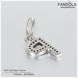 P Letter Pendant Charm Sterling Silver Clear CZ for Bracelet Necklace