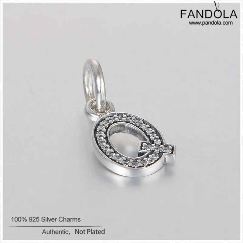 Letter Q Pendant Charms 925 Sterling Silver Jewelry