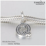 Letter Q Pendant Charms 925 Sterling Silver Jewelry