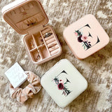 Rose Print Jewelry Storage Box Travel Organizer Earrings Necklace Ring