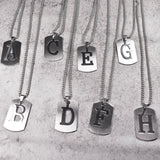 Letter Tag Necklaces Stainless Steel Chain Vintage Men Necklaces