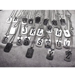 Letter Tag Necklaces Stainless Steel Chain Vintage Men Necklaces