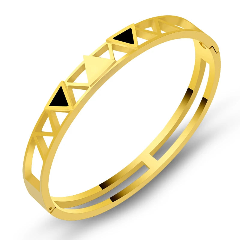 Enamel Triangle Bracelet & Bangles Set Stainless Steel Punk Jewelry for Women