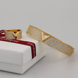 V-Shape Bracelet Set with Zircon Ring - Bracelet Jewelry