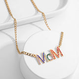 Colorful CZ MOM Pendant Necklace for Women - Mother's Love Jewelry