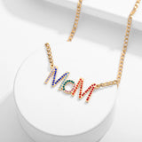 Colorful CZ MOM Pendant Necklace for Women - Mother's Love Jewelry