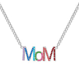 Colorful CZ MOM Pendant Necklace for Women - Mother's Love Jewelry