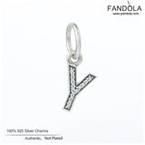 Y Pendant Charms 925 Sterling Silver Clear CZ for Bracelet Necklace
