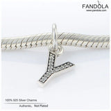 Y Pendant Charms 925 Sterling Silver Clear CZ for Bracelet Necklace