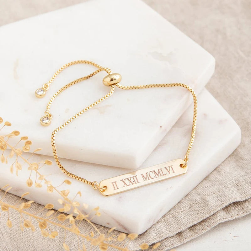 Personalized Nameplate Bracelet, Adjustable Jewelry
