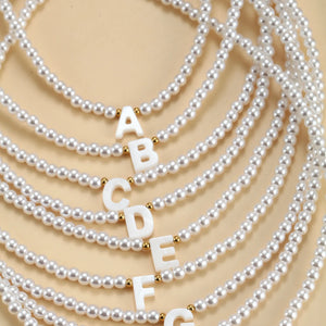 Initial Shell Necklace for Women Pearls Name Choker