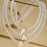 Initial Shell Necklace for Women Pearls Name Choker