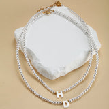 Initial Shell Necklace for Women Pearls Name Choker