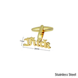Old English Font Cufflinks for Men Stainless Steel High Gold/Silver Metal Party