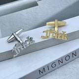 Old English Font Cufflinks for Men Stainless Steel High Gold/Silver Metal Party