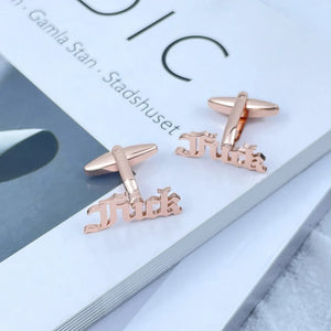 Old English Font Cufflinks for Men Stainless Steel High Gold/Silver Metal Party