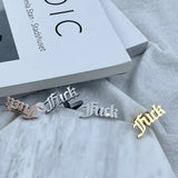 Old English Font Cufflinks for Men Stainless Steel High Gold/Silver Metal Party