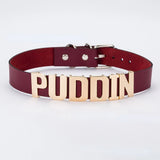 PUDDIN Faux Leather Buttons Torque Necklace Neck Ring Halloween Prop