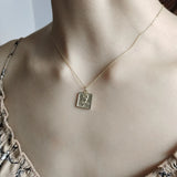 Leven Fancy 925 Sterling Silver Geometric Square Rose Necklace