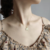Leven Fancy 925 Sterling Silver Geometric Square Rose Necklace