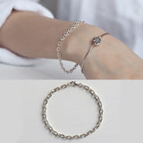 Leven 925 Silver Rectangle Links Chain Bracelet